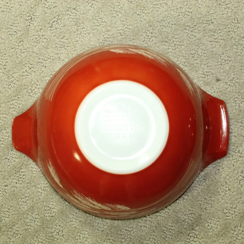 Complete Set of 4 Vtg Pyrex Harvest Wheat Red Orange 441-444 Cinderella Mixing